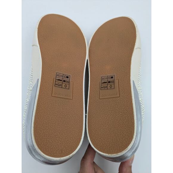 Dolce Vita Zina Crystal Sneakers Women's Low Top Leather Ivory Size US7.5 EU38 - Picture 7 of 8